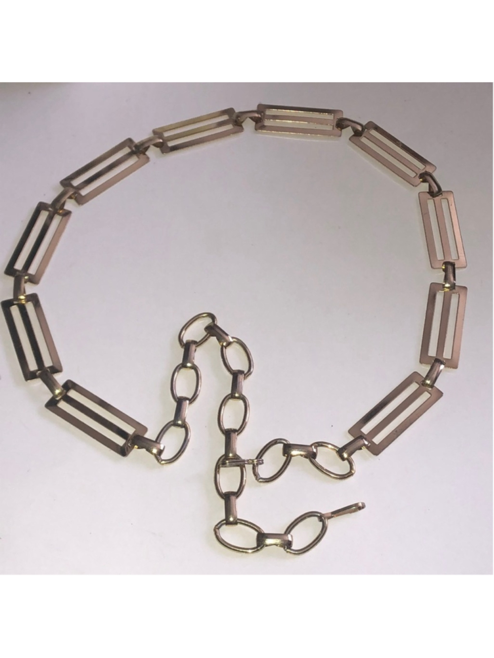 Gold Tone Vintage Rectangular Chain Link Boho Retro Belt